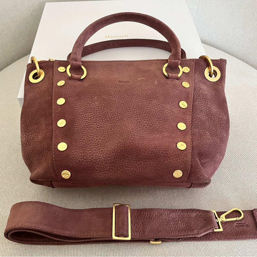 Hammitt Daniel medium Satchel rose nubuck/hammered gold